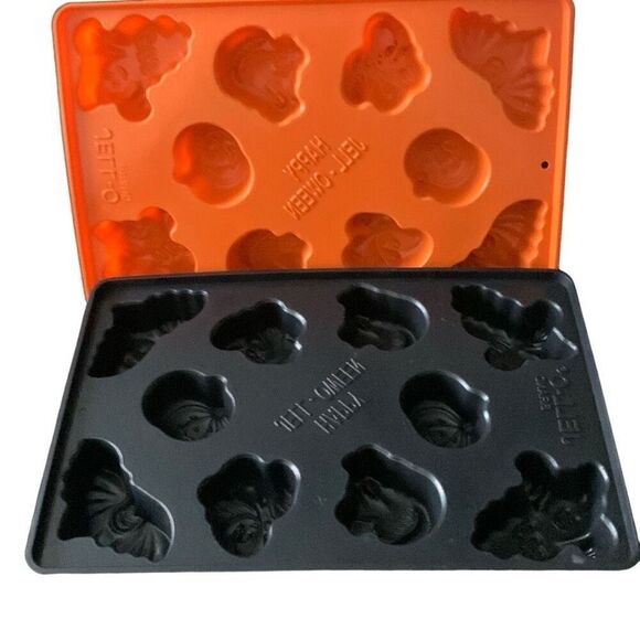 Vintage JELL-O Jello JIGGLERS MOLDS Lot of 2 Halloween Cat Bat Pumpkin Ghost - Picture 3 of 5